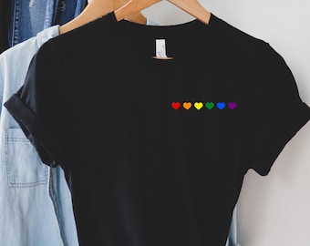 Rainbow Heart Shirt, pocket size T Shirt. Perfect gift. LGBT tee, Pride Rainbow Heart T shirt, Pride Shirt, Unisex T shirt, Gay shirt,