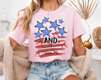 Cute 4th of July T-Shirt, Stars and Stripes Graphic Tee, Red White and Blue Shirt, Independence day shirt, American Flag Shirt, USA Shirt