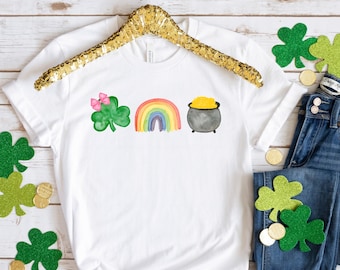 Watercolor St. Patrick's Day Shirt, St Patricks Day Sweatshirt,Cute Crewneck St Pattys Shirt,Shamrock Lucky Rainbow Tshirt,