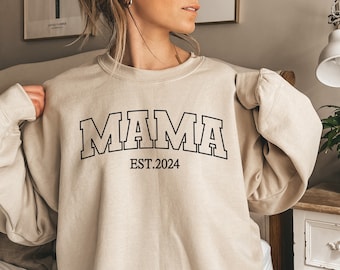 Personalized Mama Sweatshirt Mama Est Sweatshirt Gift for Mom Mothers Day Thoughtful Gifts for Mom Custom Mama Crewneck, Mothers day gift