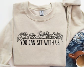 Puedes sentarte con nosotros, camiseta cristiana, regalo religioso, sudadera de Jesús, ropa de la iglesia cristiana, señores de Pascua, camisa basada en la fe de bondad