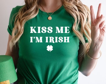 Kiss Me I'm Irish 90s Baby Tee, Irish Baby Tee, Women's Fitted Tee, St Pattys Baby Tee, St Patricks Day Shirt, 90s Style Tee