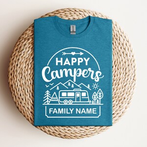 Personalized Happy Camper Family Name Shirt, Camp Life Shirt, Happy Camping Shirt, Camping Fire Shirt, Camper Shirt, Nature Lover Shirt