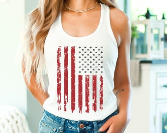 4th of July Top Women. American Flag Tank Top. Patriotic Clothing. July 4th Tank. America. Red White and Blue, Workout Tank. USA