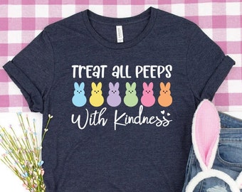 Camiseta de Pascua para maestros con mensaje "Peeps Kindness"
