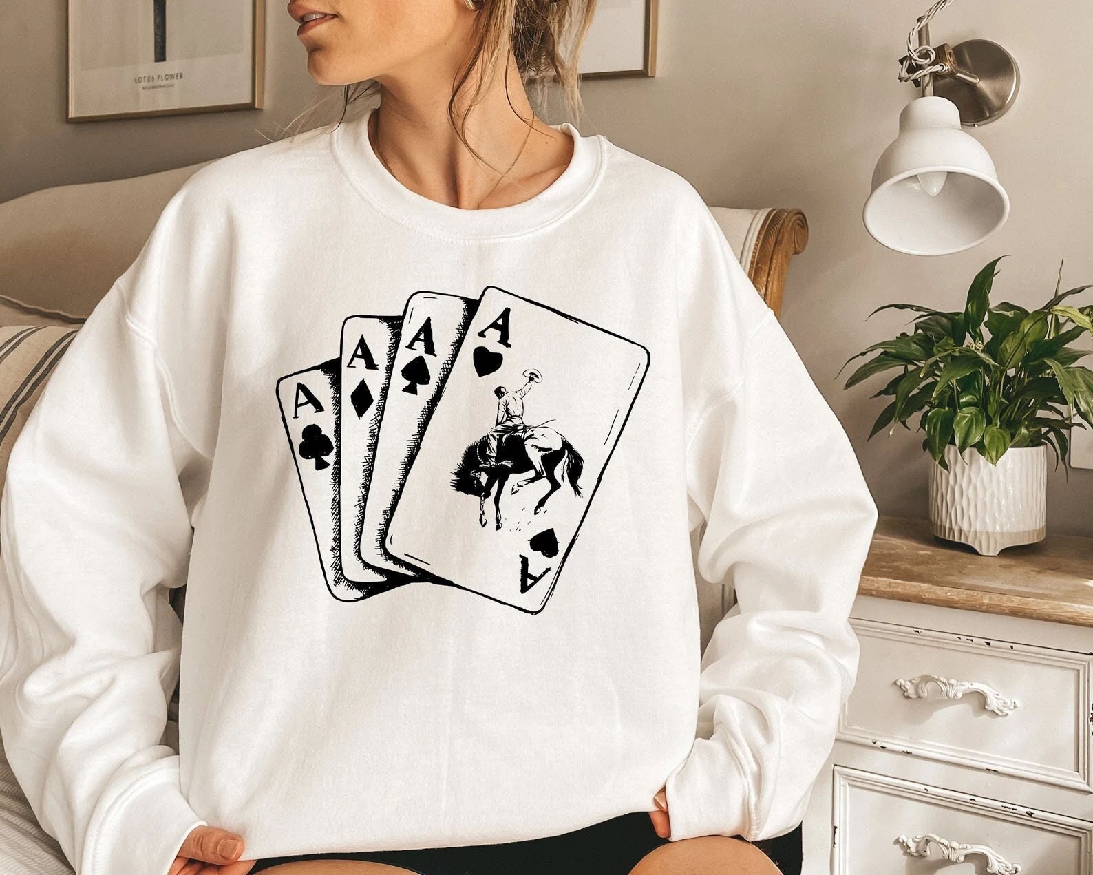 Ace Card Cowboy Sweatshirt, Spielkarte Sweatshirt, Poker Kartenspiele Sweatshirt, Country Girl Shirt, Western Sweatshirt, Country Sweatshirt