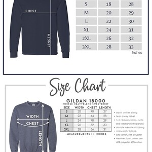 the size chart for a sweatshirt with measurements