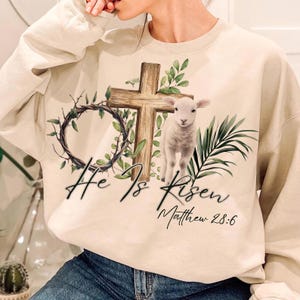 Shirt True Easter, He is Risen Shirt, lam doornenkroon kruis palm Jezus Christus Shirt, christelijk shirt, religieus shirt, shirt bijbelvers