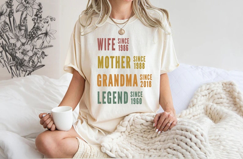 Personalized Mom Grandma Shirt, Mother's Day Shirt, Wife Mother Grandma Legend, Grandmother Custom Dates, Funny Mom Birthday Gift for women image 1