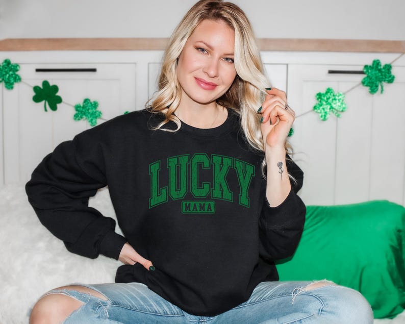 Lucky Mama Sweatshirt, St Patricks Day Tshirt, Clover shirt, Saint Patricks Day Tee, Womens Mama tshirts, Gift for mom, lucky sweatshirt image 6