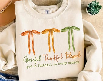 Maglietta Grata, Benedetta e Riconoscente: Maglietta autunnale cristiana Coquette