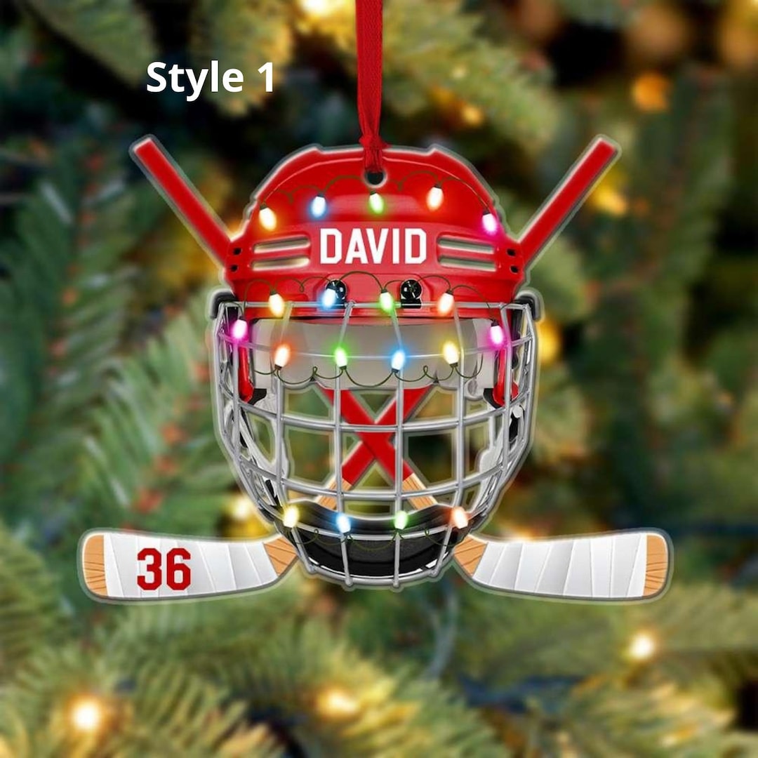 Personalized Ice Hockey Helmet Ornament Ice Hockey Christmas Etsy