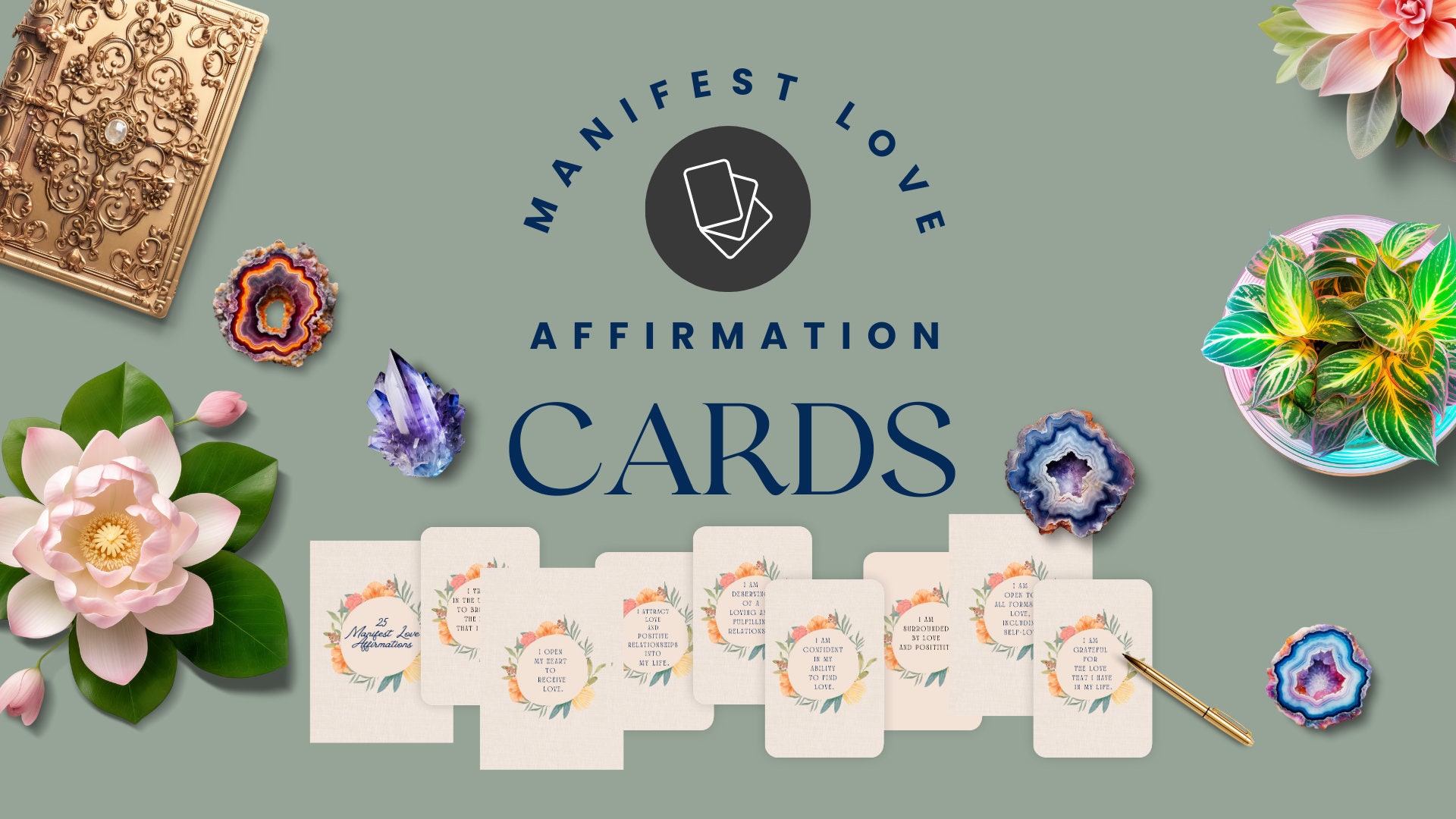 Manifesting Love Affirmation Cards | Positive Card Deck | Printable PDF ...