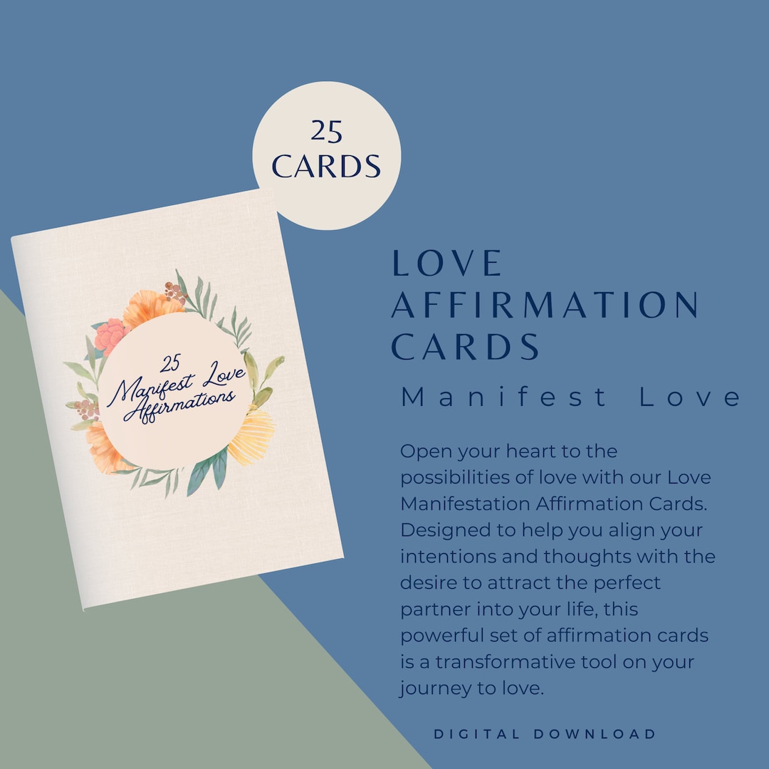 Manifesting Love Affirmation Cards | Positive Card Deck | Printable PDF ...