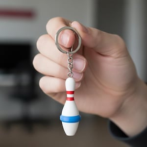 Mini Bowling Pin Keychain – 5‑Pin or 10‑Pin – 1.75” Tall – Fun Bowler Gift, Sports Key Ring, Team Favors, Bowling Accessories