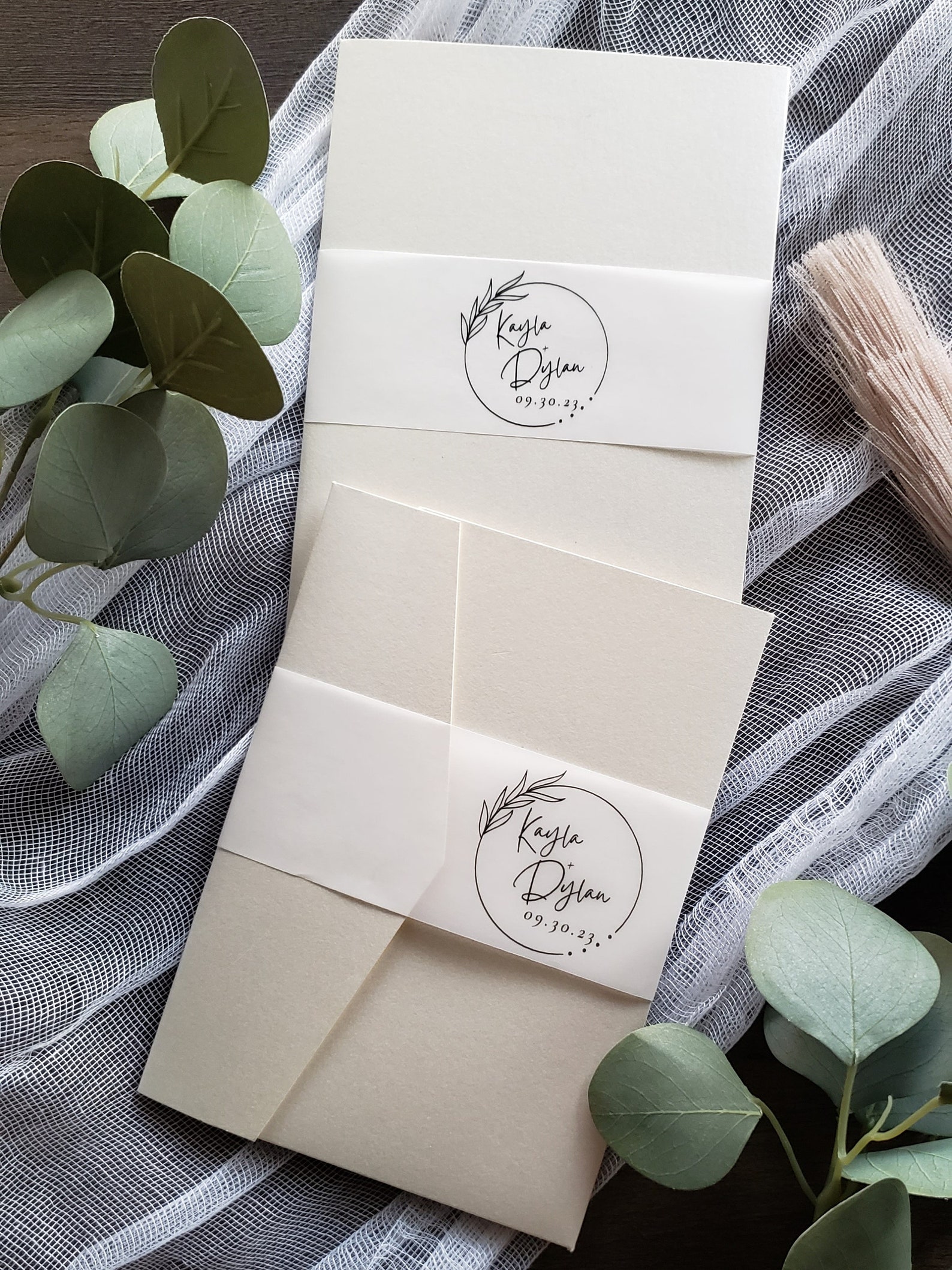 Personalized Vellum Belly Band, Elegant Wedding Invitation Vellum Belly