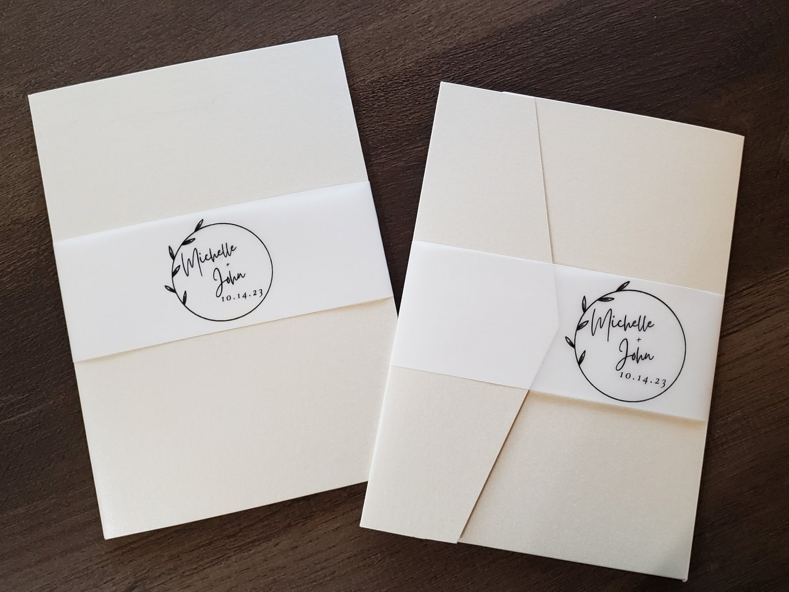 Personalized Vellum Belly Band, Elegant Wedding Invitation Vellum Belly