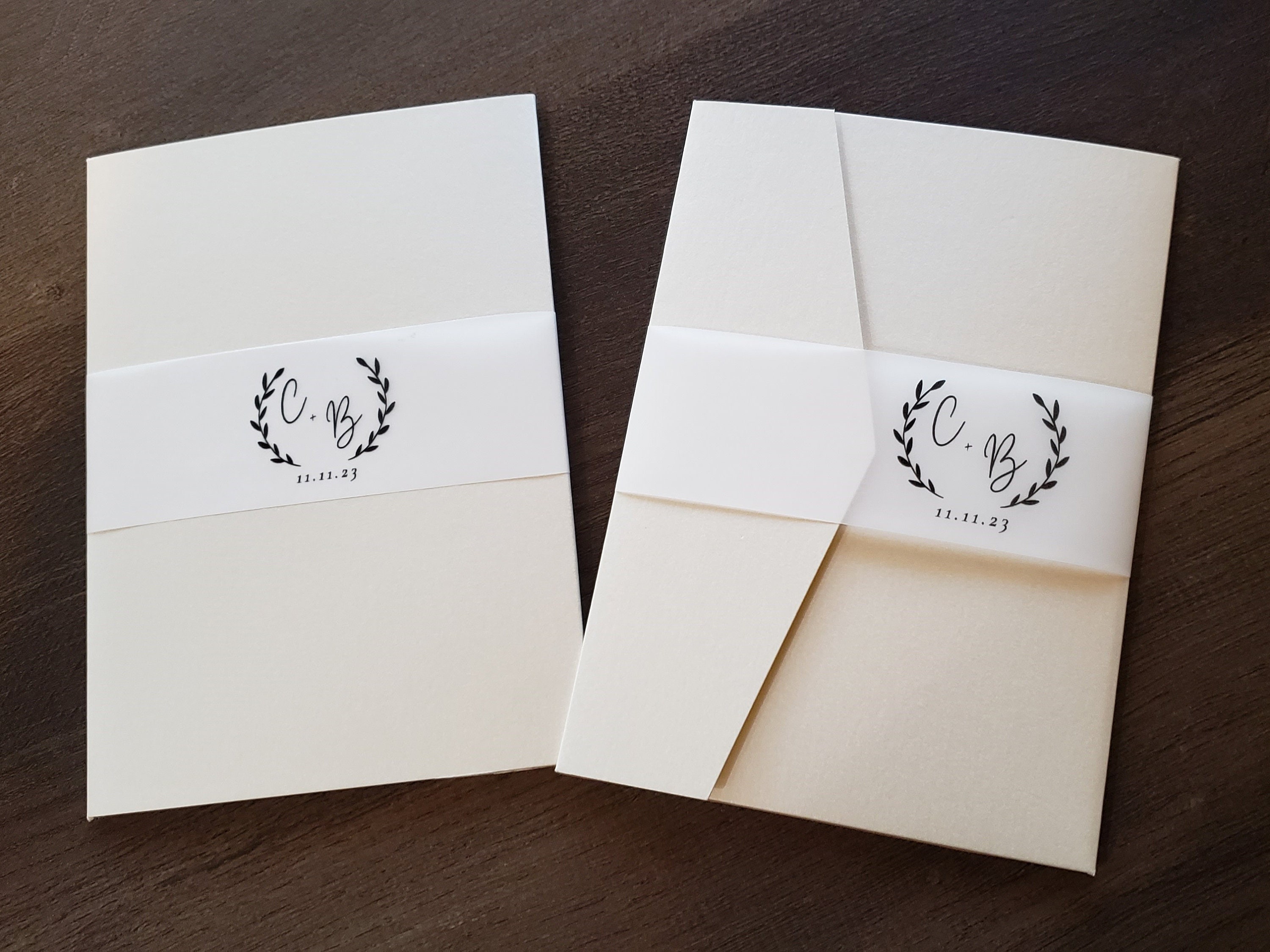 Personalized Vellum Belly Band, Elegant Wedding Invitation Vellum Belly