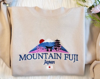 Japanisches Sweatshirt aus Baumwolle mit Fuji-Bergen