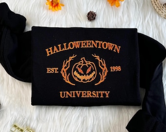 Halloweentwon Embroidered Sweatshirt, Embroidered Halloweentown Sweatshirt, Oversized Crew Neck Sweatshirt or Hoodie, Unisex T-shirt