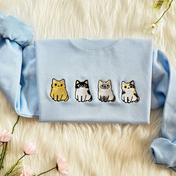 Cat Embroidered Shirt