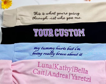 Custom Sleeve Embroidered Sweatshirt, Custom Couple Hoodie, Embroidered Heart On Sleeve, Gift For Her, Anniversary Gift
