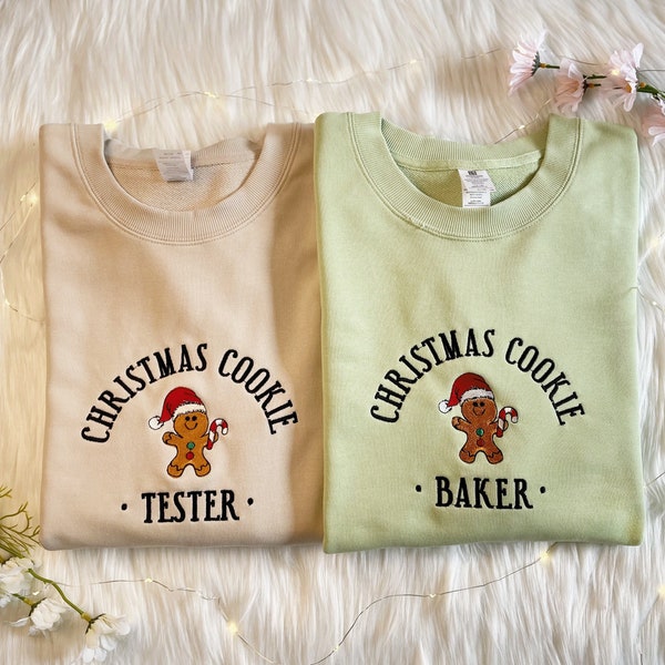 Embroidered Christmas Cookie Baker Gingerbread Sweatshirt | Embroidered Christmas Hoodie | Funny Christmas Sweatshirt | Crew Neck Sweatshirt