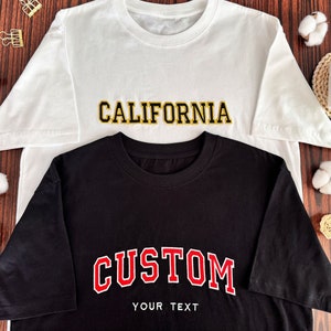 Custom Embroidered T-shirt | Embroidered Filled Varsity Sweatshirt | Embroidered University Sweatshirt | Crewneck Sweatshirt