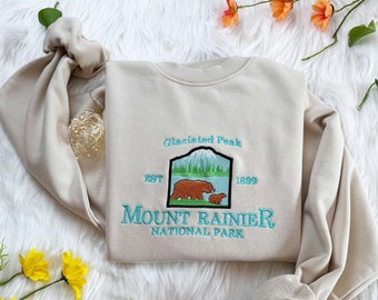 Embroidered Mount Rainier Sweatshirt: Glaciated Peak National Park