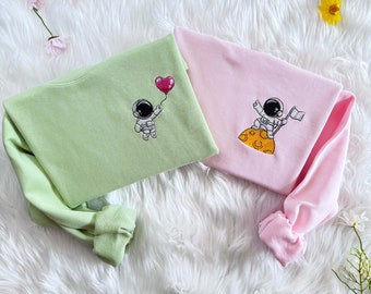 Sudadera con astronauta bordado: sudadera con capucha para parejas de San Valentín