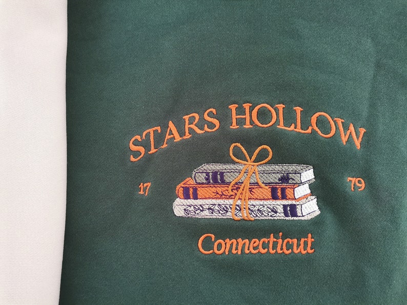 Stars Hollow Connecticut Embroidered Sweatshirt Connecticut Book Embroidered Hoodie Stars Hollow Book T-shirt Crew Neck Sweatshirt image 4