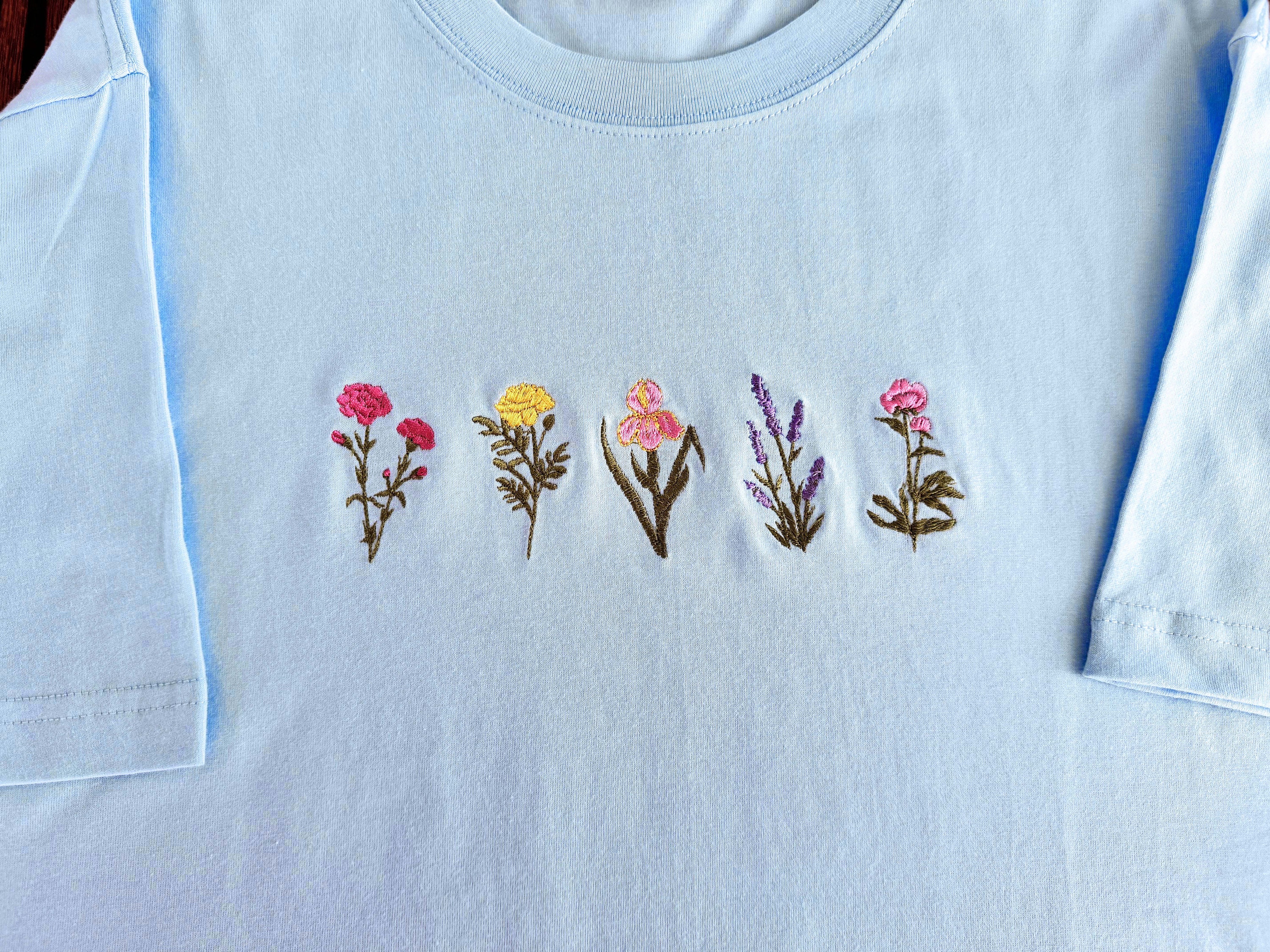Wildflower Embroidered Unisex T-shirt | Pinky Flower