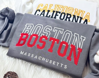 Custom Shifted Varisty Embroidered Sweatshirt | Embroidered College Hoodie | Embroidered University Sweatshirt | Crewneck Sweatshirt