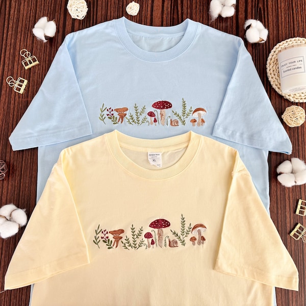 Baby Embroidered Mushroom Lovely Overalls/T-Shirt