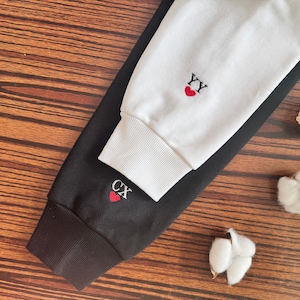 Embroidered Initial Custom With Heart Sweatshirt, Custom Couple Sweatshirt, Embroidered Heart On Sleeve, Gift For Her, Anniversary Gift