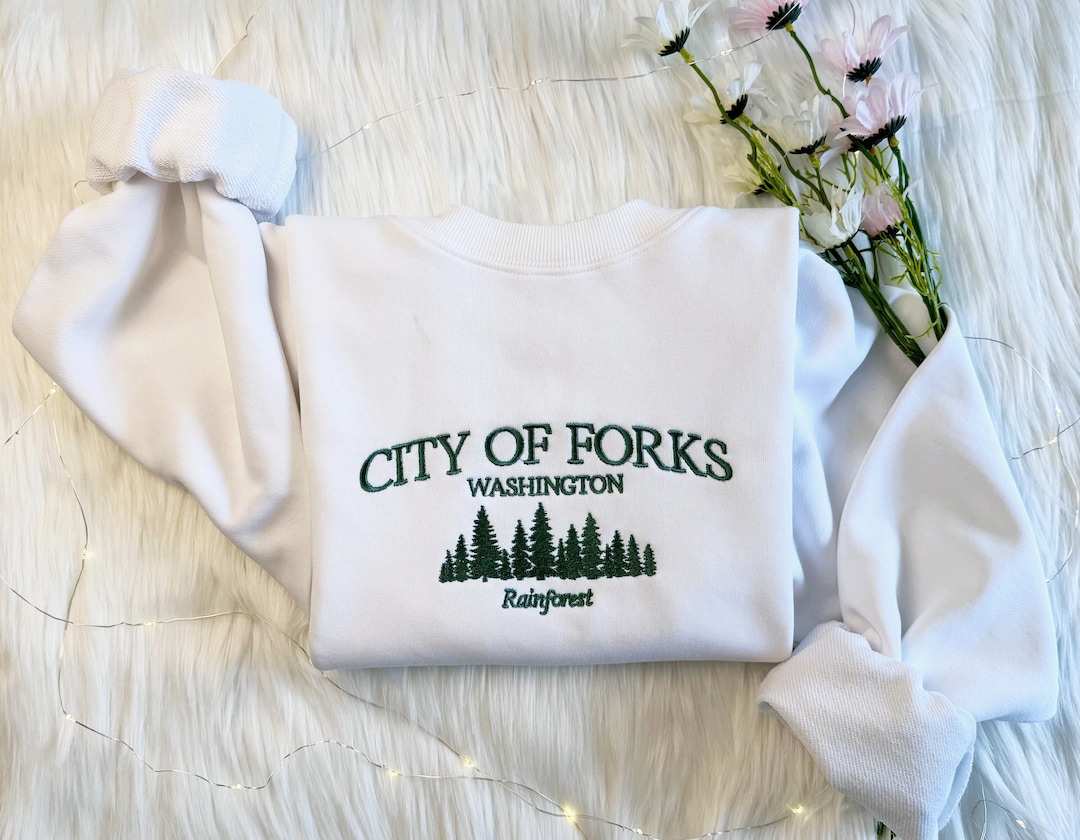 City of Forks Embroidered Sweatshirt Washington Embroidered Hoodie City