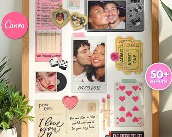 Editable Matchbook Poster Pink, Custom Matchbox Art Template, Anniversary Gifts for Him/Her, Personalized Matchbook Wall Art - Printable