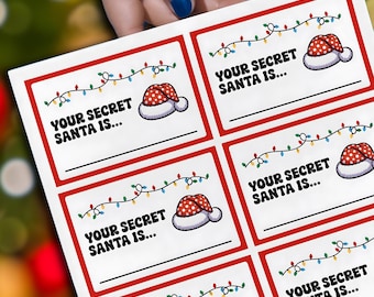 Secret Santa Name Draw Cards Printable, Secret Santa Cards For Drawing Office Party, Your Secret Santa Is, Gift Swap, Christmas Card Game