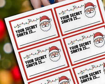 Printable Secret Santa Name Draw Cards, for Office Party, Secret Santa Drawing Cards - Template, Gift exchange, Christmas Card Game