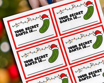 Printable Secret Santa Cards for drawing office party, Secret Santa Drawing Cards, Gift swap, Christmas Pickle Tradition, Xmas Card Game