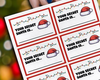 Printable Secret Santa Cards for Office Party Game, Secret Santa Drawing Cards, Gift exchange, Secret Santa Template, Christmas Card Game