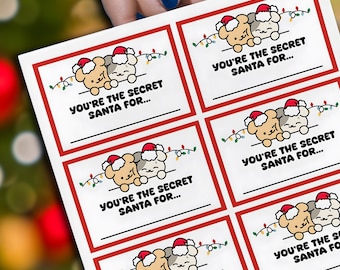 Editable Secret Santa Cards for drawing office party, Secret Santa Drawing Cards, Gift swap, Christmas card game, Your Secret Santa is