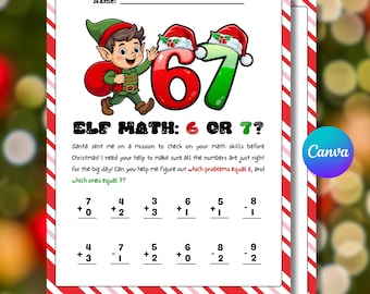 6 7 Elf Math Worksheet, Printable for Kids | Fun Elf worksheets, 67 Elf Math Page, Elf Activities, Elf Arrival (Digital Download)