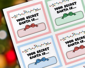 Printable Secret Santa Drawing Cards | Digital Name Cards for Office or Family Gift Exchange, Pastel Colors, Gift swap, Your Secret Santa is
