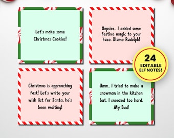 Editable Elf Note Cards Printable | Personalized Message from Elf | Funny Elf Notes | Elf Props | Christmas Kids Activity, Instant Download