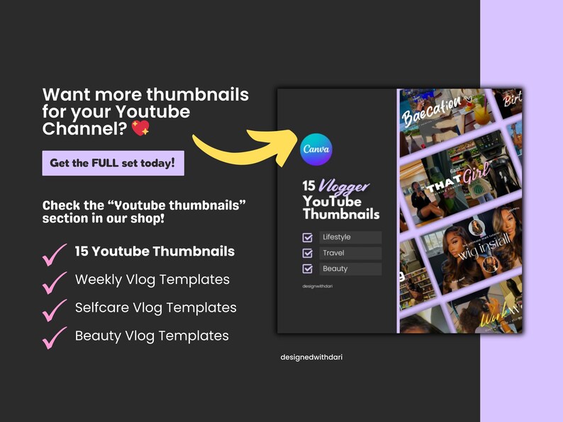 Youtube Thumbnail Template: Canva Editable Design for Vloggers (digital ...