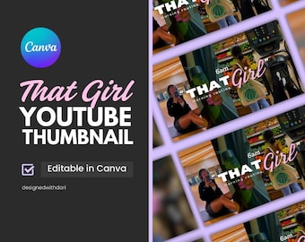 YouTube Thumbnail Template: Canva Editable Design for Vloggers (Digital Download