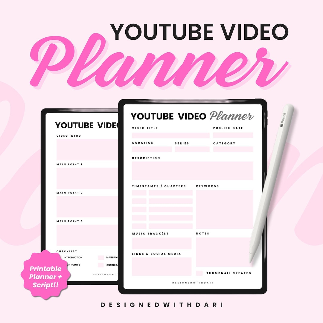 Youtube Channel Worksheet.pdf Youtube Video Planner: Scripting & Upload Worksheets (digital Download ...