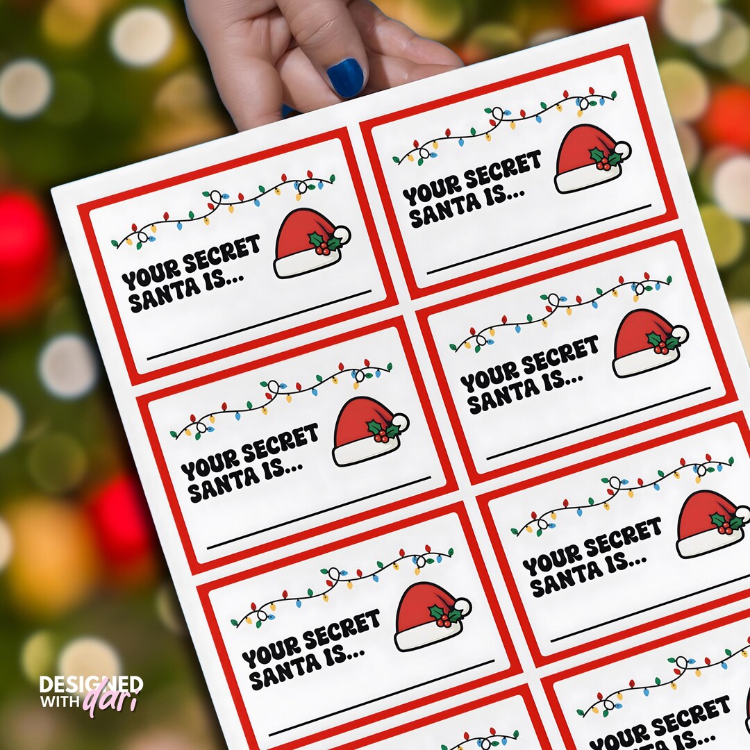 Printable Secret Santa Cards for Name Drawing, You Are the Secret Santa ...