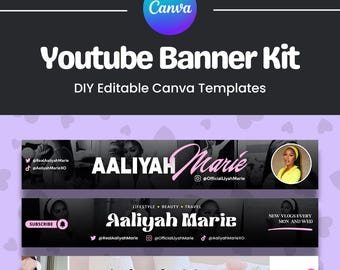 DIY YouTube Banner Kit: Editable Canva Templates (Digital Download)